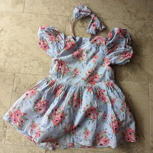 Janie & Jack blue and pink floral toddler dress